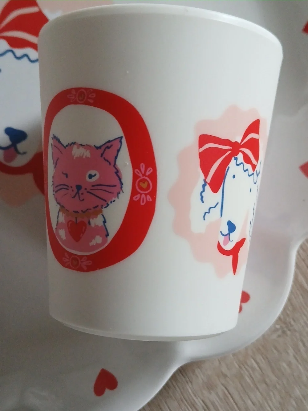 Pillowfort Set of 2 A Target Plate & Cup Bamboo Melamine BPA Pet Faces